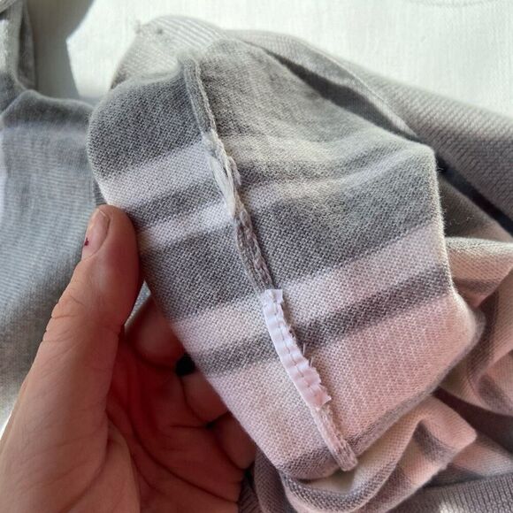 Frank And Oak Merino Wool Crewneck Long-Sleeve Sweater Light Grey Stripe - SZ M - Picture 9 of 9